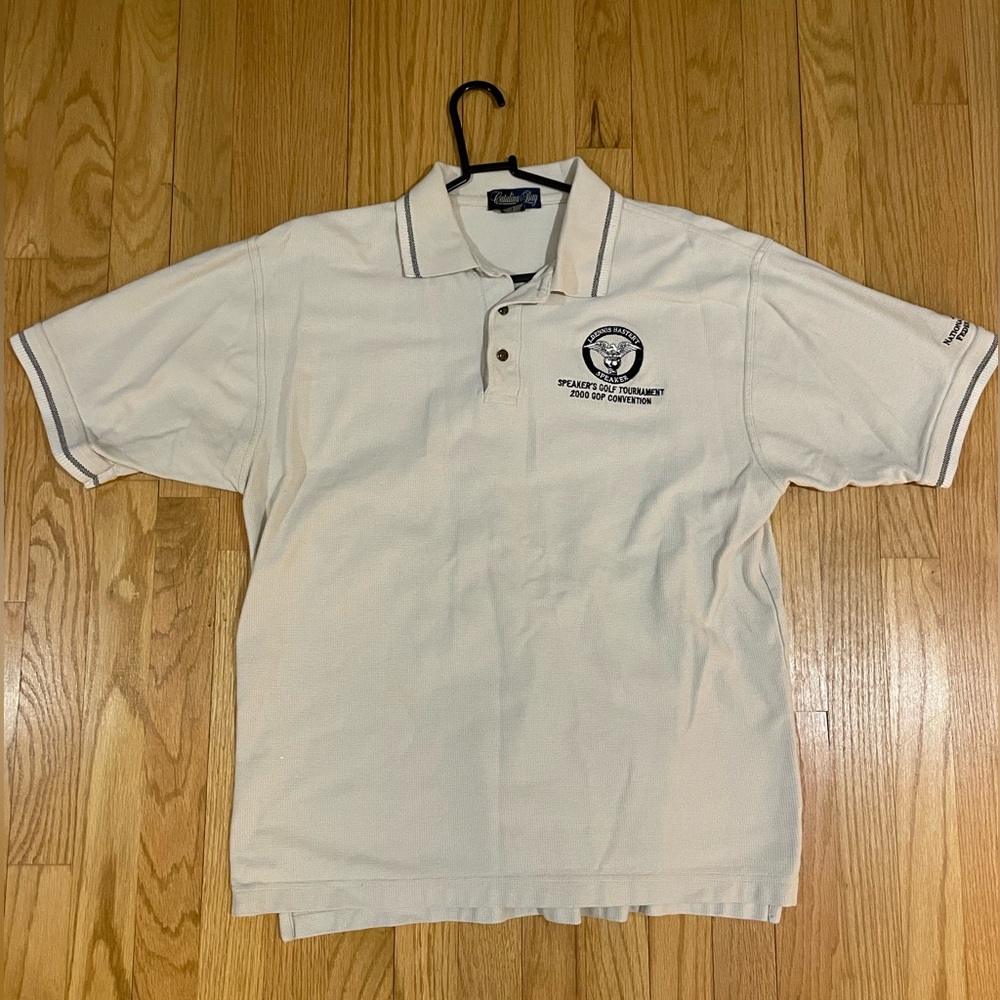 Vintage Men’s Off-White & Navy Polo